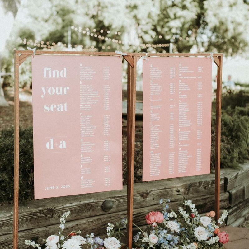 San Luis Obispo Wedding Seating Chart